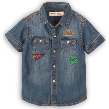 Košile džínová chlapecká s krátkým rukávem, Minoti, Roar 2, modrá - 92/98 | 2/3let