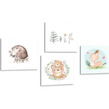 Obraz Dovido Set obrazů zvířátka v jemných barvách
