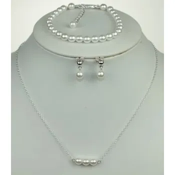 Dětské navlékací korálky Soupravy bižuterie - Korálky a perličky - 7201-0013+7202-0012+7203-0007 - MS09 - Růžové perly - stříbro