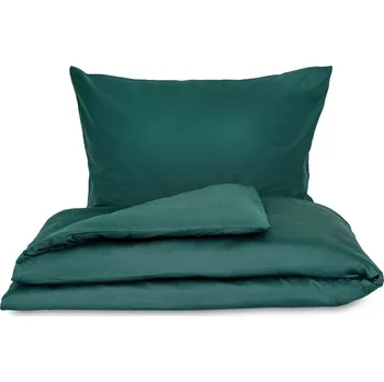 Povlečení Saténové prodloužené povlečení LUXURY COLLECTION 140x220, 70x90cm tmavě zelené