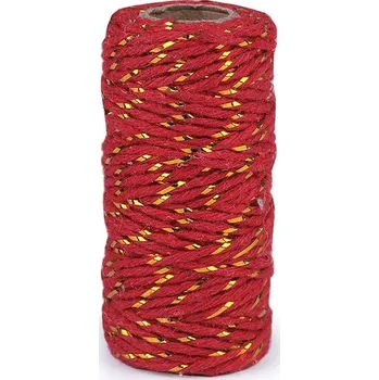 Příze Lurexová vánoční šňůra / provázek Ø1,5 mm navin 17 metrů - 5 červená zlatá