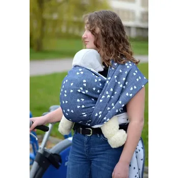 Šátek na nošení dítěte Lenire Denim LOVE - délka 4,2m (vel. 5)