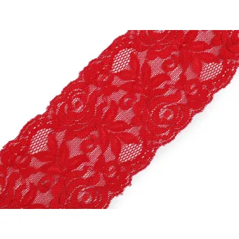 Krajka Elastická krajka / vsadka šíře 80-100 mm METRÁŽ - 10 (85 mm) červená