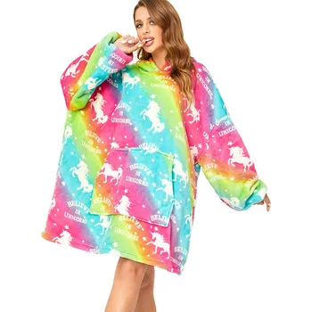 Textilomanie Mikinová deka s rukávy a kapucí 88 x 89 cm Alicorn barevná