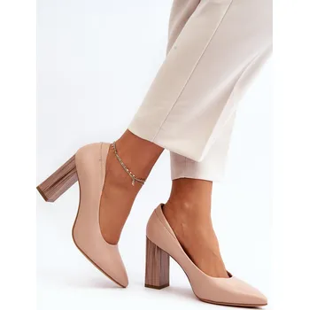 Dámské lodičky Elegantní lodičky na ozdobném podpatku Sergio Leone PB217 Barva: Béžová, Velikost: 37