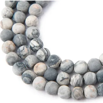 Dětské navlékací korálky Korálky z minerálu Jaspis Picasso šedý matný 8 mm