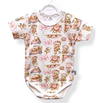 Kojenecký body Le Bebe Body krátký rukáv Růžoví medvídci a balónky - 62