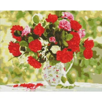 kreativní sada Ideyka Diamantové malování obraz s vázou plnou květin 40х50cm