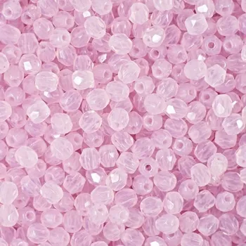 Dětské navlékací korálky Manumi české broušené korálky 3 mm Milky Light Rose