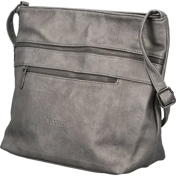 Stylová dámská koženková crossbody kabelka Olbba, stříbrná
