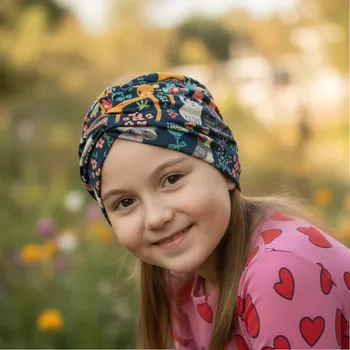 Dřevěná hračka Ebbie Dětský bavlněný turban-style - LESNÍ ZVÍŘÁTKA