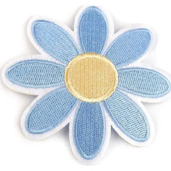 Textilní nažehlovací páska Velká nažehlovačka květ 8 cm - 7 modrá pomněnková