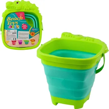 kbelík LEAN Toys Skládací Silikonový Vědro Krokodýl Plážové Zelené