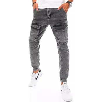 Pánské kalhoty Buďchlap Tmavě šedé stylové kapsáčové rifle