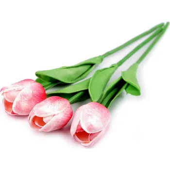 umělá květina Umělý tulipán 35 CM k aranžování balení 3 KUSY - 6 růžová tmavá