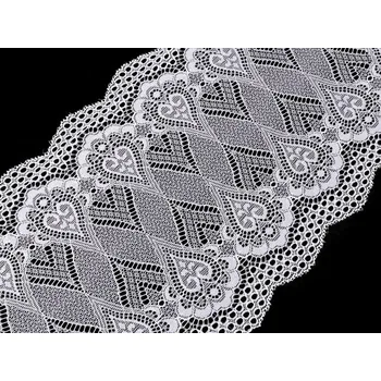 Krajka Elastická krajka / vsadka / běhoun šíře 18 cm METRÁŽ - 1 bílá sněhová