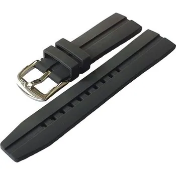 Řemínek na hodinky Silikonový řemínek Vostok Europe pro model Almaz NH35A/320A258 - černý/lesklá spona + 5 let záruka a dárek ZDARMA