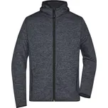 James & Nicholson (Daiber) Pánská mikina s kapucí na zip JN589 - Tmavý melír / černá | S