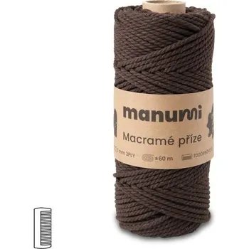 Příze Manumi Macramé příze stáčená 3PLY 3mm čokoládová