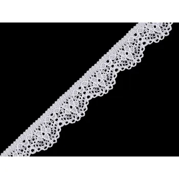 Krajka Elastická krajka šíře 16 mm METRÁŽ - 1 bílá sněhová