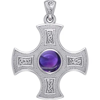 Přívěsek CAMELOT, stříbrný kříž s ametystem
