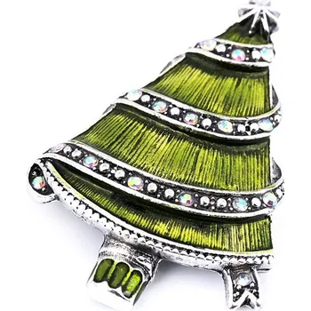 Brož Brož s broušenými kamínky vánoční stromeček - zelená sv.