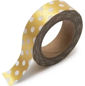 Lepicí páska Washi páska s puntíky 10m zlato-bílá
