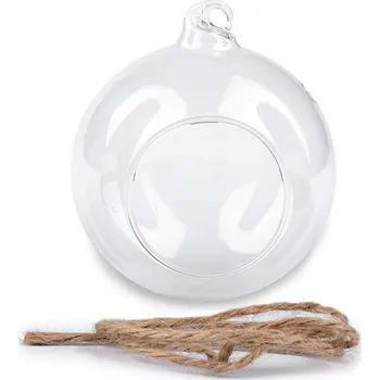 Vánoce Skleněná koule Ø10 cm aerárium s plochým dnem - transparent