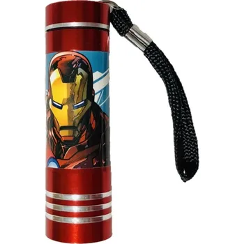 Dětské svítidlo EUROSWAN Dětská hliníková LED baterka Avengers red Hliník, Plast, 9x2,5 cm