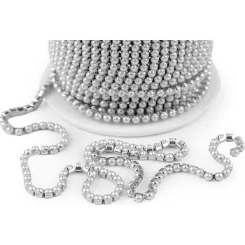 Perlový prýmek / borta šíře 2,5 mm METRÁŽ - 1 perlová stříbrná