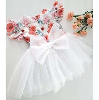 Kojenecké šaty Helen Tylové šaty Orange Flowers s bílou sukýnkou - 110