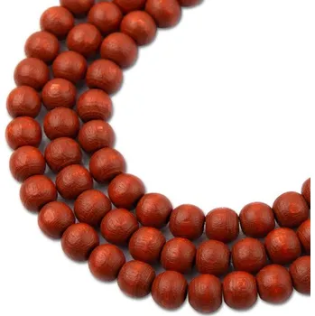 Dětské navlékací korálky Manumi české dřevěné korálky 6 mm cihlové