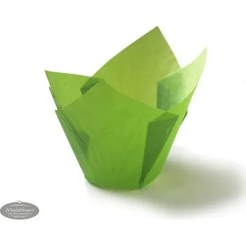 Jednorázové nádobí Papírové košíčky na muffiny tulipán zelený papírový 12 ks