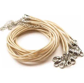 Materiál na výrobu šperku Splétaná šňůrka s karabinkou délka 45 cm - 4 krémová