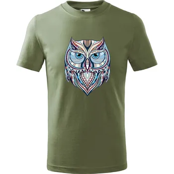 Chlapecké tričko Dětské tričko s potiskem Sova Velikost: 110 /4 roky, Barva trička: Khaki
