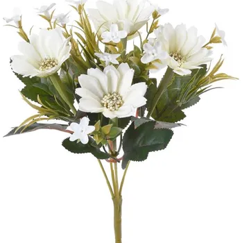 umělá květina Umělá kytice kopretin s listy krémová 29 cm