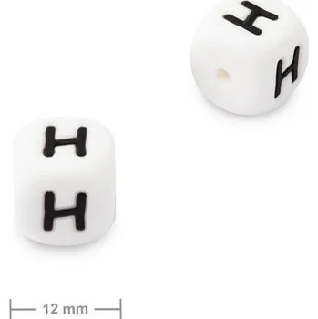 Korálek Silikonový korálek kostka 12 mm s písmenem H