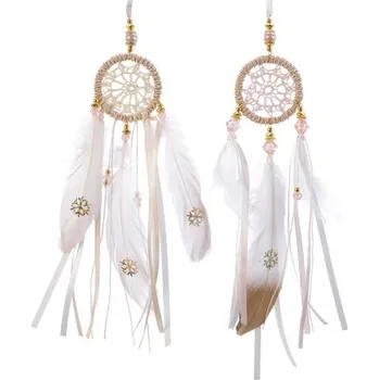 Vánoční dekorace Závěsná dekorace lapač snů růžový, 1x7x20 cm - Růžový