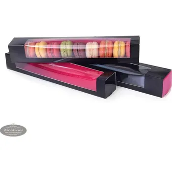 Dárková krabička House of Marie Krabička na makronky černo růžová velká - 1 ks