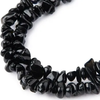 Přívěsek Zlomky z minerálu Černý obsidián 80cm