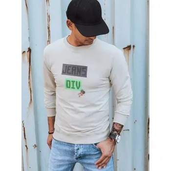 Pánská mikina Buďchlap Béžová mikina bez kapuce s originálním potiskem