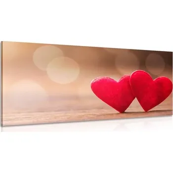 Obraz Dovido Obraz červená srdíčka na dřevěné textuře