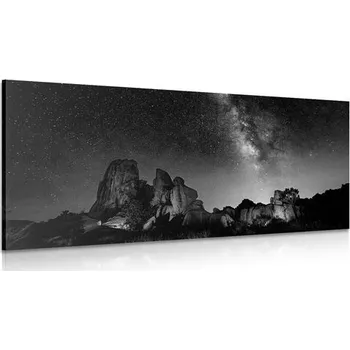 Obraz Dovido Obraz hvězdná obloha nad skalami v černobílém provedení