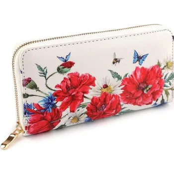Peněženka Dámská peněženka květy 10x19 cm - 1 krémová sv.