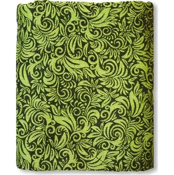 Šátek na nošení dítěte Lenire Flora Black/lime green LE - délka 4,2m