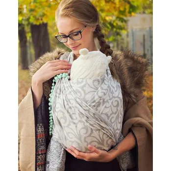 Šátek na nošení dítěte Lenire Campanula šedá - délka 5,2m