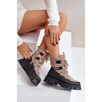 Dámská zimní obuv Dámské Sněhule Na Zip Lee Cooper LCJ-24-47-3144 Barva: Béžová, Velikost: 37