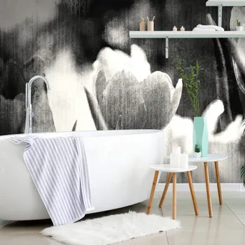 Tapeta Dovido Tapeta černobílé tulipány v retro stylu