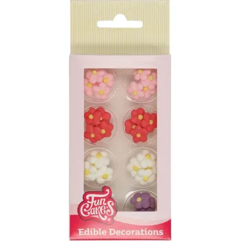 Jedlá dekorace na dort FUNCAKES Cukrové ozdoby květiny sada mini - 32 ks