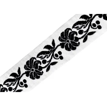 Stuha Stuha vzorová krojovka 22 mm METRÁŽ - černá